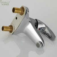 Robinet de lavabo moderne à 3 trous en laiton avec mitigeur à poignée unique et cartouche en céramique pour printemps/été