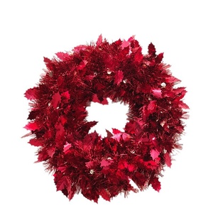 Red Christmas Wreath Handmade Garland Outdoor Front <b>Door</b> Celebration Decoration Holiday Atmosphere - Product Image 5
