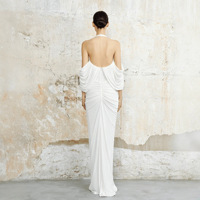 Robe blanche simple personnalisée d'usine pour femmes, robe de soirée longue blanc cassé, robe de soirée élégante blanche