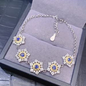 Sconto stile classico 925 argento Sterling naturale zaffiro braccialetto regalo perfetto per le donne - Product Image 4