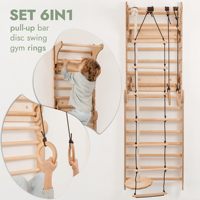 Barres murales suédoises pliables en bois pour enfants, équipement d'escalade d'intérieur avec échelle en corde, anneaux de gymnastique et toboggan