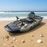 Kayak de pêche et de randonnée en eau vive VK 1 personne, système de propulsion à pédales, moteur détachable, matériau HDPE, écologique, durable