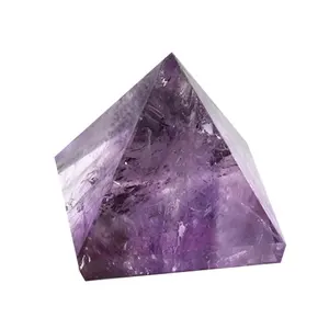 治疗紫水晶金字塔家居装饰批发天然手工制作爱情模型风水紫色雕花石材30件