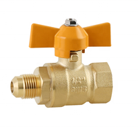 Válvula de bola de gas de latón Flare de 1/2 "Fip X 3/8" con mango de mariposa