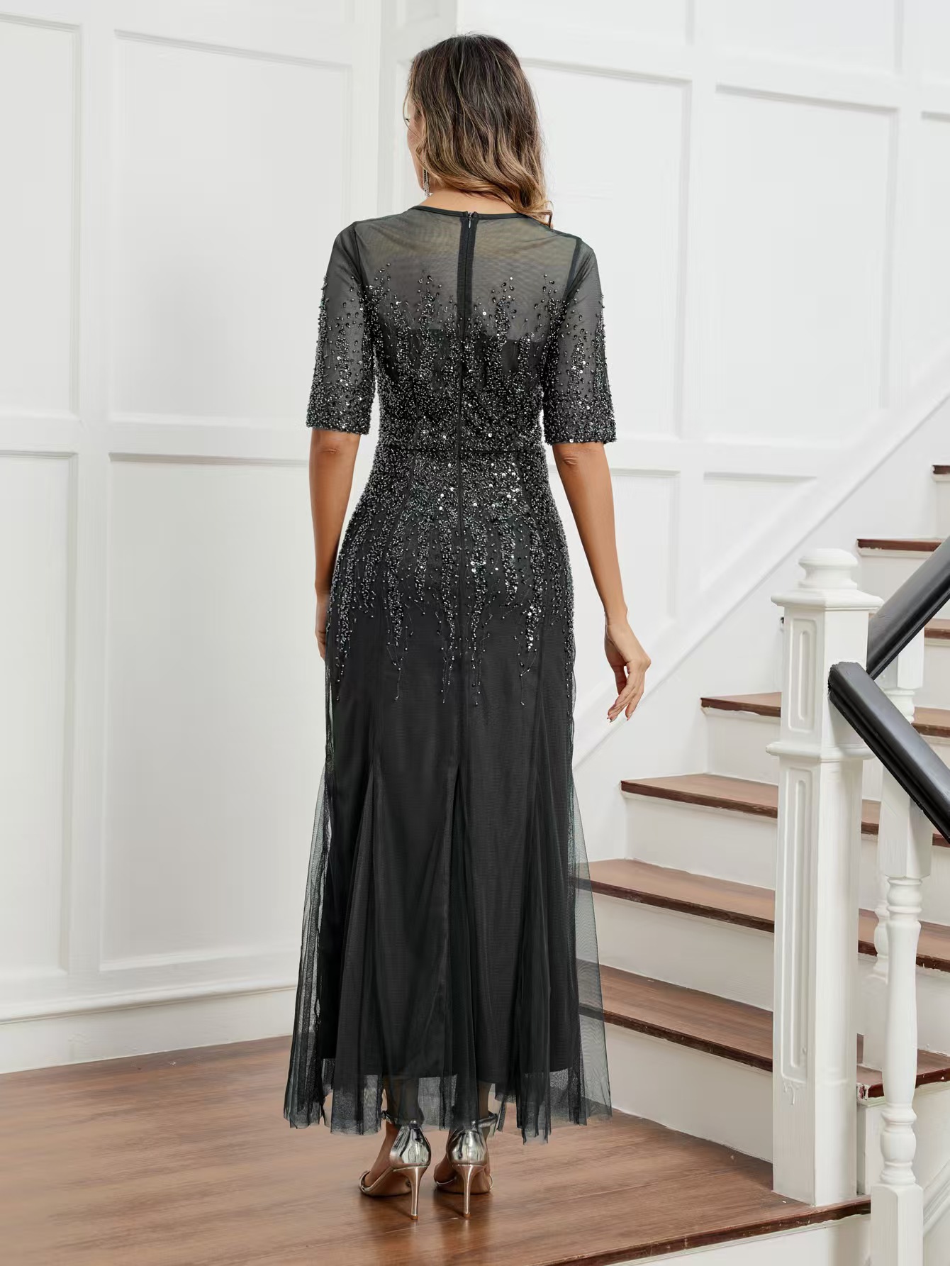 crepe blue dress Galilea Crepe Draped Maxi Dress / Cornflower Blue | MESHKI main image 0