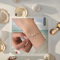 Bracelets en argent sterling 925 avec charme océanique mignon et perle &amp;   Pendentifs étoiles de mer, chaîne perlée, bijoux de plage pour femmes, cadeau d'été