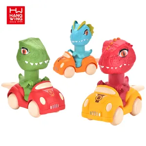 HW crianças pressionando slide veículos brinquedos bebê conjunto 15.3CM cor sólida imprensa ir bonito forma dos desenhos animados dinossauro carro com apito 9 pcs/box