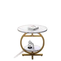 Table basse d'angle de luxe Richwell, moderne, avec plateau en marbre et structure métallique, petite table de chevet pour salon, meuble d'appoint pour canapé, mobilier de maison