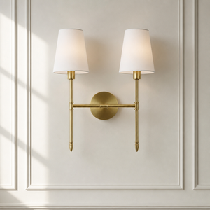 Factory OEM In Stock Ready to Ship American Matte Copper Metal <b>Wall</b> Sconce Lamp Handmade Fabric Shade Hotel Bedroom Decor - Product Image 2