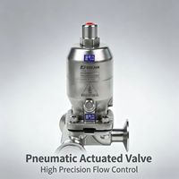Vanne à diaphragme sanitaire à 3 voies Zero Dead Leg, actionnée pneumatiquement, en acier inoxydable 316L, connexion Tri-Clamp pour systèmes d'eau ultra-pure