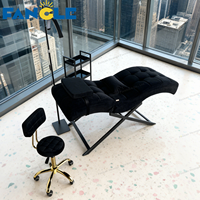 Table de massage et de soin des cils incurvée de luxe moderne en velours noir, mobilier de salon