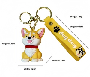 Porte-clés Doberman Pinscher en forme de chiot de dessin animé, figurine mignonne, breloque, prix de machine à griffes, cadeau d'anniversaire, vente en gros - Product Image 5