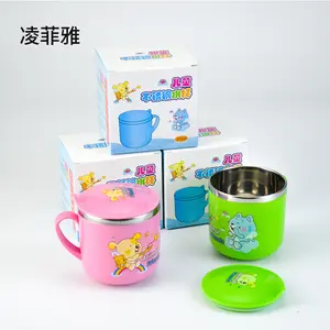 copo 4 anos de idade menino Suppliers-Caneca de acampamento para escola, xícara de 10oz criativa personalizada com alça de aço inoxidável para crianças, copo de chá de leite