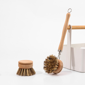 Fibras naturales Cocina Plato Olla Sartén Cepillo de limpieza Haya Madera Desmontable Mango largo y cerdas de sisal Cepillo de lavado - Product Image 4