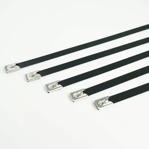 High quality PVC coated stainless steel cable ties black strapping band zip ties