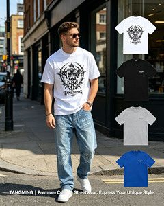 T-Shirt da Uomo Premium con Grafica Personalizzata, <span class=keywords><strong>Stampa</strong></span> Gotica Teschio e Spine, Streetwear in Cotone Oversize, Etichetta Privata OEM ODM Logo Personalizzato - Product Image 6