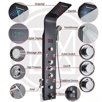 Ensemble de panneau de douche intelligent en acier inoxydable noir HLK, encastré au mur, avec noyau de valve en céramique poli, système de pulvérisation de pluie