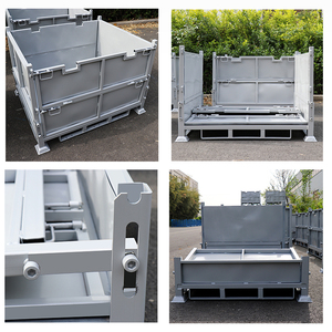 Ağır katlanabilir Q235 özelleştirilebilir malzeme lojistik istifleme sanayi istiflenebilir katlanabilir çelik katlanabilir Metal palet kutusu - Product Image 2