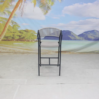Ensemble de salle à manger commercial 4 places pour extérieur : table haute carrée en aluminium et chaises en corde