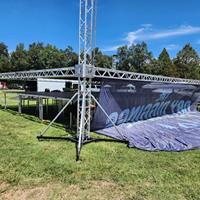 Support de scène DJ pliable en alliage d'aluminium portable, noir/argent, pour concerts en plein air, stand d'exposition sans soudure