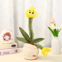 Peluche Cactus Tulipe Rouge Électrique avec Éclairage LED, Fonctions Chant et Apprentissage, Cadeau d'Anniversaire pour Jeunes, Vente en Gros