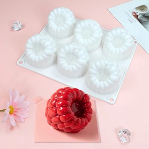 Moule à gâteau mousse framboise à 6 cavités, grand format, en silicone alimentaire, pour chocolat et desserts, idéal pour les réunions de famille, ustensile de cuisson DIY - Product Image 2