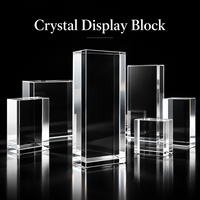 Bloc de cristal rectangulaire transparent poli sur mesure HBL en cristal K9 vierge pour gravure 3D intérieure, souvenir, décoration de bureau, artisanat