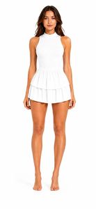 Sleeveless A-Line Mini <b>Dress</b> With <b>Ruffles</b> <b>For</b> <b>Women</b> Summer Casual Wear - Product Image 1