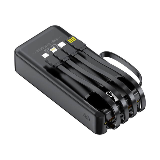 30000mAh Plastic Power Bank Screen Display Built-in Cable Micro USB 22.5W Fast Charging Large Capacity PD Lithium Polymer