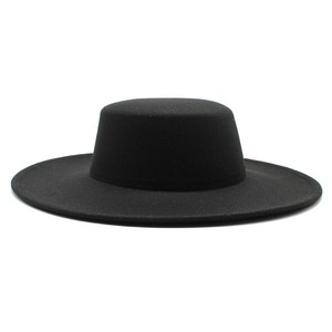 أنيقة قبعات فيدورا النساء الجملة 2021 قبعة فيدورا بملمس صوف واسعة قبعة لها حواف العصرية الصلبة اللون قبعات فيدورا - Product Image 4