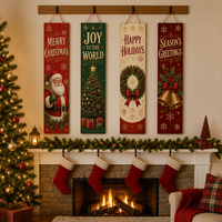 Bannière de Noël pour l'extérieur, imprimée numériquement en polyester, décorations murales et de jardin peintes pour la fête de Noël