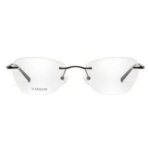 순수 티타늄 도매 이탈리아 디자인 초경량 인성 무테 안경 프레임 광학 안경 여성 남성