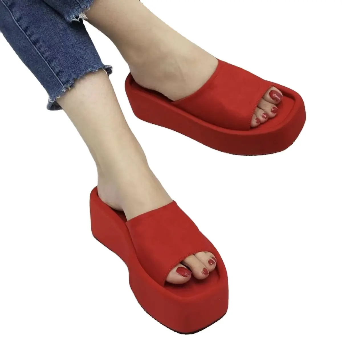 Alta calidad Simple moda suela gruesa tacón alto EVA zapatos mujeres sandalias EVA zapatillas de mujer
