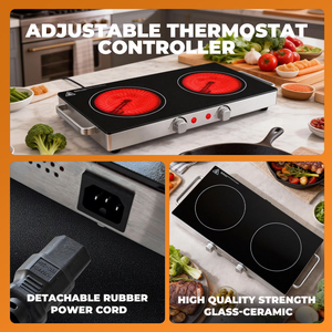 Cuisinière infrarouge double 3500W 110V 220V, plaque chauffante infrarouge à induction, usage commercial et domestique, design personnalisable à double brûleur - Product Image 4