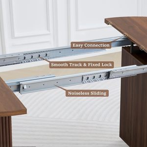 Tavolo da Pranzo Allungabile <span class=keywords><strong>in</strong></span> <span class=keywords><strong>Noce</strong></span>, Tavolo da Cucina Rotondo Espandibile con Base Scanalata, <span class=keywords><strong>Tavoli</strong></span> da Cena Ovali <span class=keywords><strong>in</strong></span> Stile Moderno Farmhouse - Product Image 5
