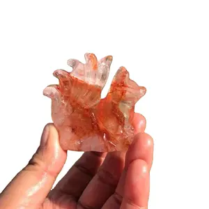 natural crystal healing stones wholesale 9 tail fox crystal fire quartz Nine tailed fox