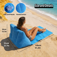 Matelas gonflable pliable en PVC pour plage, camping, parc, extérieur, avec dossier