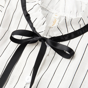 Temperament OL Shirt Flies Sleeve Melting Lovely Skirt Pants Two Sets Casual Pant Girl Stripe Dress - Product Image 2