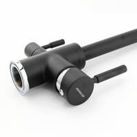 Robinet de cuisine noir mat avec double poignée, robinet mélangeur d'eau potable, eau chaude et froide, filtre à eau, eau gazeuse, robinet 3 en 1
