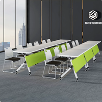 Table de conférence pliable moderne en fer réglable pour hôtel, bureau, école – Conception modulaire, bureau commercial multifonctionnel