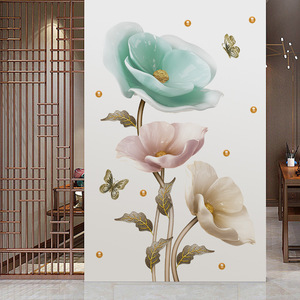 Decorazione Murale in Stile Cinese, Eleganti <span class=keywords><strong>Fiori</strong></span> di Loto Blu, Carta da Parati con Perle Bianche <span class=keywords><strong>per</strong></span> Camera da Letto, Murale Autoadesivo <span class=keywords><strong>per</strong></span> Sfondo TV - Product Image 3