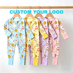 Unisex baby romper van bamboe en spandex met rits, geschikt voor pasgeborenen en peuters, als pyjama of slaapkleertjes. - Product Image 4