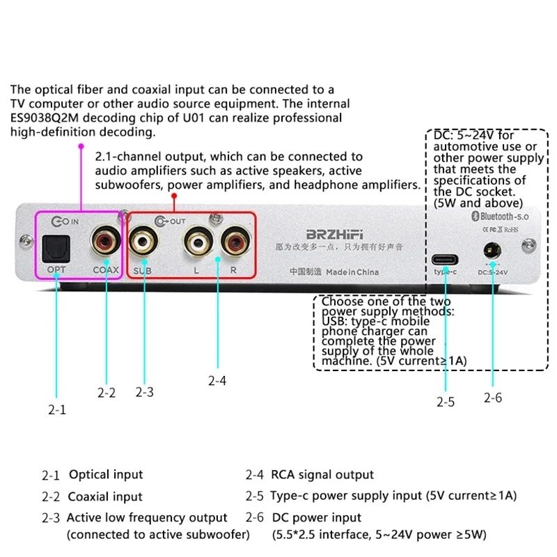 BRZHIFI U01 9038 Decoding Home Audio Mini Hifi Combo