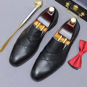 Zapatos de cuero genuino para hombre, para las cuatro estaciones, cuero cuadrado, estilo ejecutivo con cordones, estilo Oxford, temática de boda - Product Image 6
