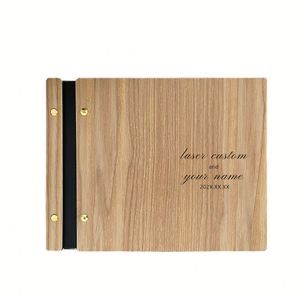 Livre d'or en bois vierge avec logo personnalisé, style rustique nordique, pour mariages et Saint-Valentin, vente en gros fabricant - Product Image 2