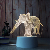 Lampe de table LED 3D en acrylique pour chambre à coucher, décoration de mariage, cadeau pour enfant fille, veilleuse tête d'animal pour la Saint-Valentin