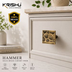 HAMMER Premium Solid Brass Cabinet Knob Elegant Furniture <b>Hardware</b> for Drawer <b>Wardrobe</b> Cupboard Kitchen Cabinet Doors - Product Image 4