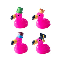 5 styles de mini-flamants roses mignons avec chapeaux, figurines miniatures en résine pour jardin féerique, maison de poupée, paysage miniature