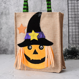 Regalo de Halloween arpillera fieltro bolso caramelo bolsa fantasma bruja calabaza murciélago bolsa decoración dulces regalo bolsa de mano - Product Image 4