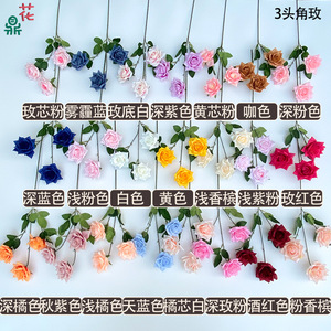 ดอกกุหลาบผ้าไหมสีเหลือง 9 หัว ขนาด 43 ซม. สำหรับตกแต่งงานแต่งงาน ดอกไม้ประดิษฐ์ - Product Image 4